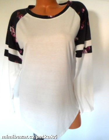 smetanové tričko s květy vel. XXL
