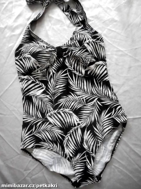 černobílé lístečkové plavky za krk uk 16 prsa C