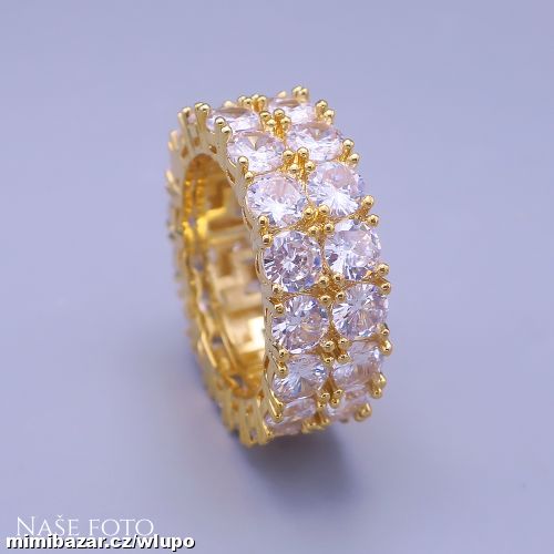 Zlatý dvojitý hip hop prsten Ice Supreme – unisex