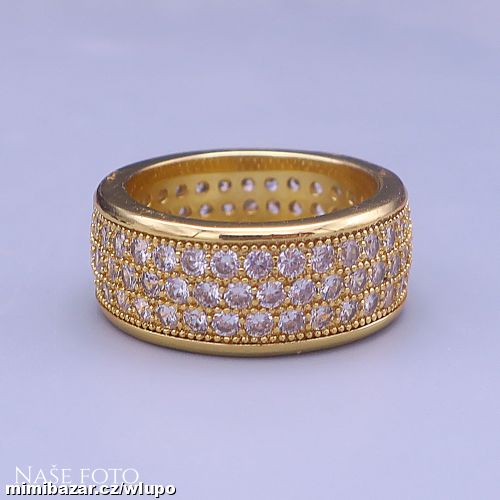 Zlatý hip hop prsten Classic Ice – unisex