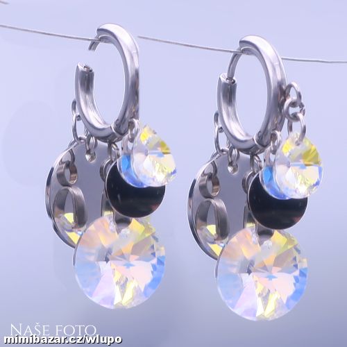 Náušnice z chir. oceli s krystaly Swarovski AB