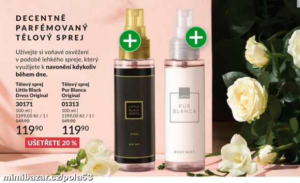 Tělové spreje parfémů LBD a Pur Blanca