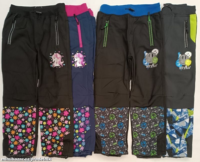 Softshellové kalhoty podšité flízem vel 104 až 134