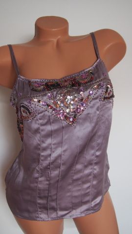 Gharani strok fialový top s korálky V.40 hedvábí