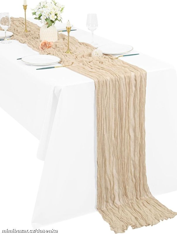 Boho běhoun z gázoviny na stůl 90x300cm