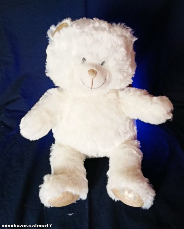 nový MEDVÍDEK Snílek–bílý-40 cm, se zvukem a světl