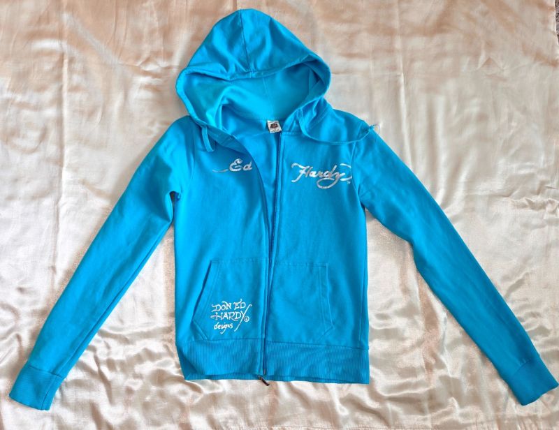 TENKÁ tyrkysově modrá mikina s kapucí SUPER STAV