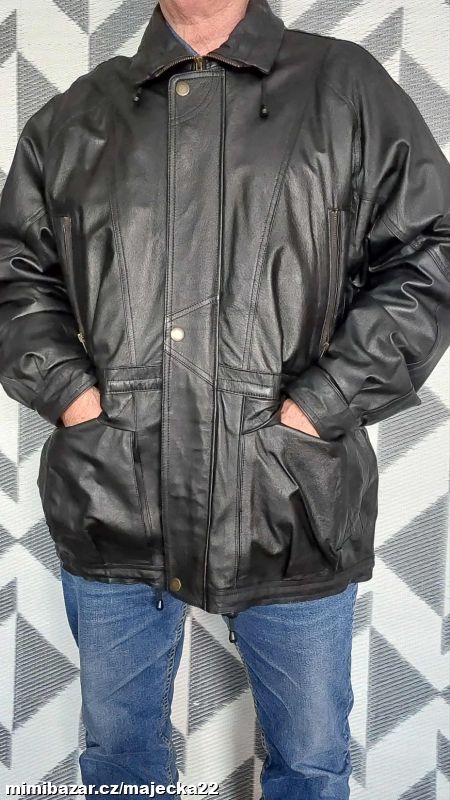 DELŠÍ PÁNSKÁ KOŽENÁ BUNDA - PARKA ~~~~~ 8701