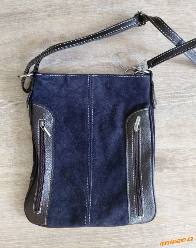 KOŽENÁ KABELKA MODRO-HNĚDÁ