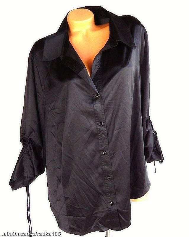 Modní satén halenka se drhanými rukávky vel.54