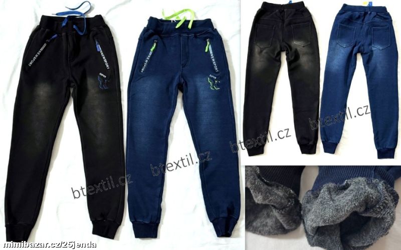 Oteplené džínové tepláky - kalhoty