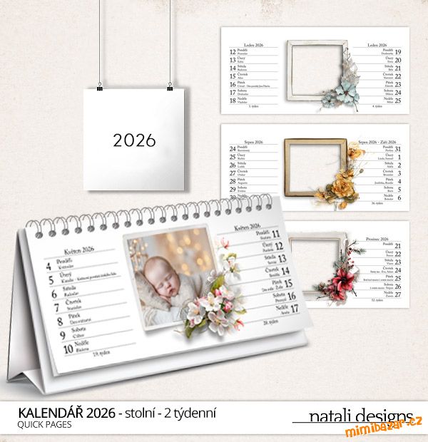 *NOIVINKA* Kalendář 2týdenní stolní 26 - bílý