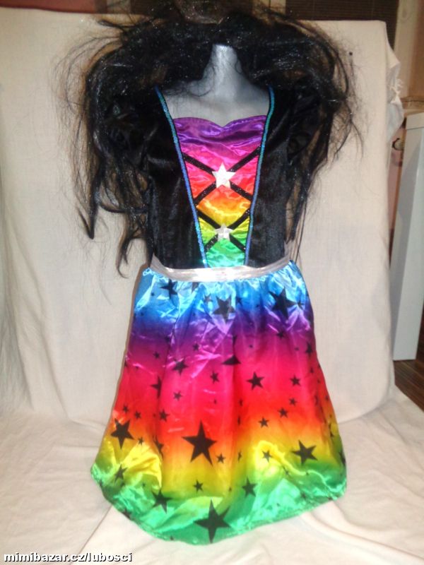 Karneval - šaty kouzelnice + paruka - 9 - 10 let