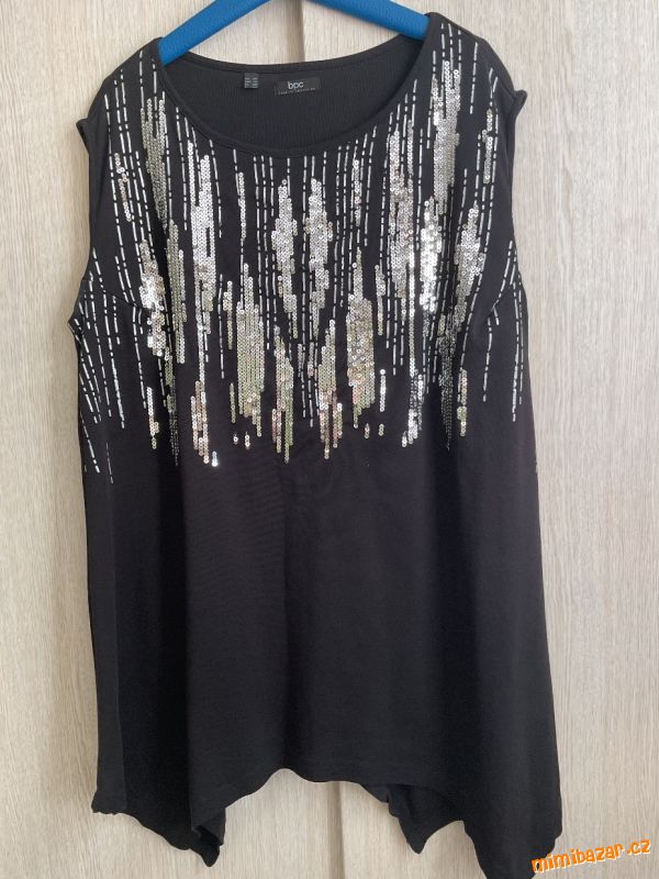 Bavlněný černý top tunika dlouhý