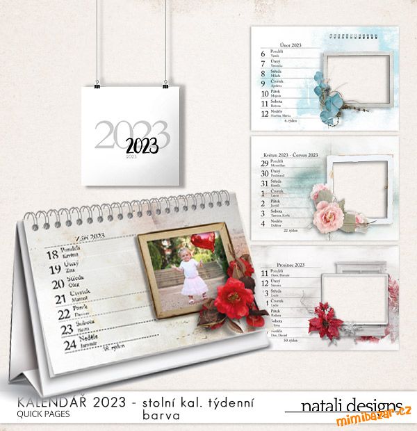Kalendář 1týdenní stolní 23 - barevný