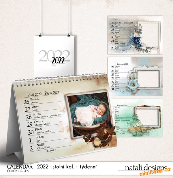 Kalendář 1týdenní stolní 22 - barevný