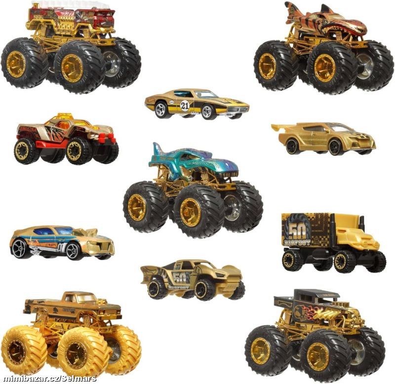 Hot Wheels Sada 11 autíček Monster Truck Champions