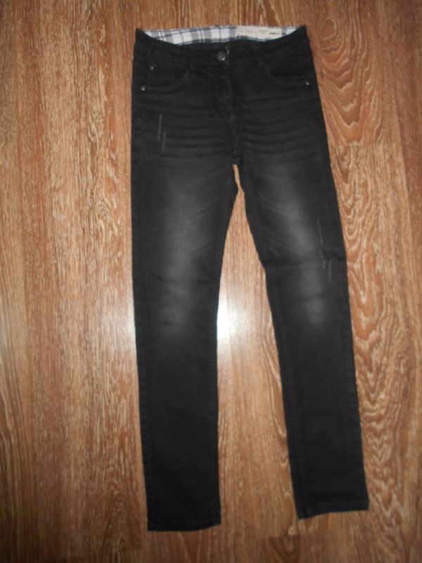 dívčí černé elastické rifle džíny kalhoty 164