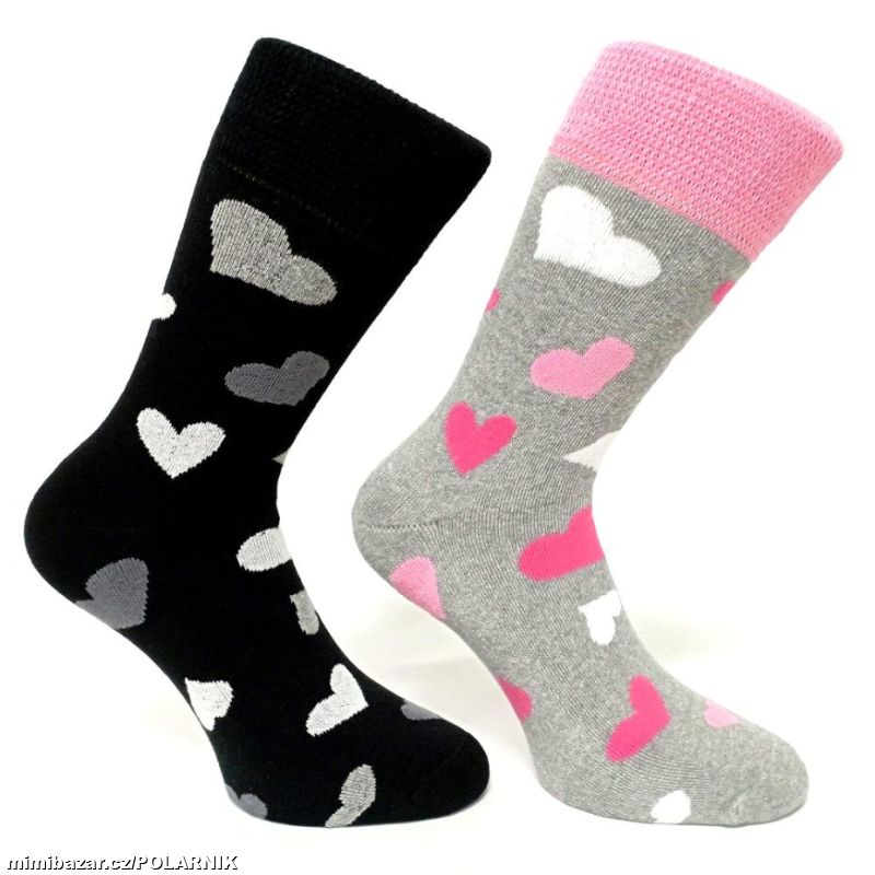 Zimní dámské froté ponožky se srdíčky