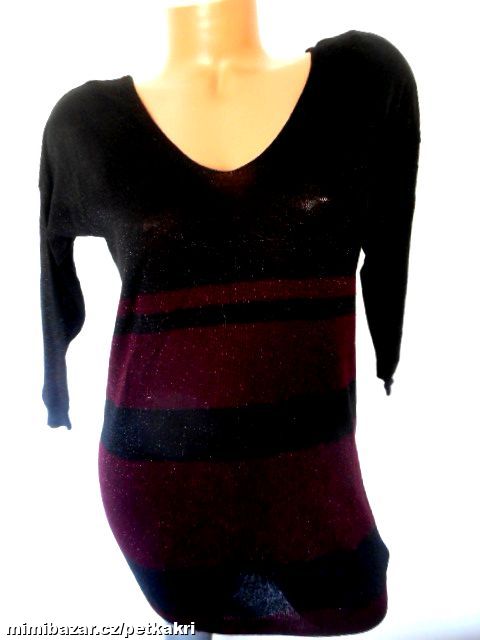 černo vínový lehký třpytivý svetřík uk 8
