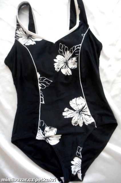 černo bílé květované plavky uk 14 prsa B/C