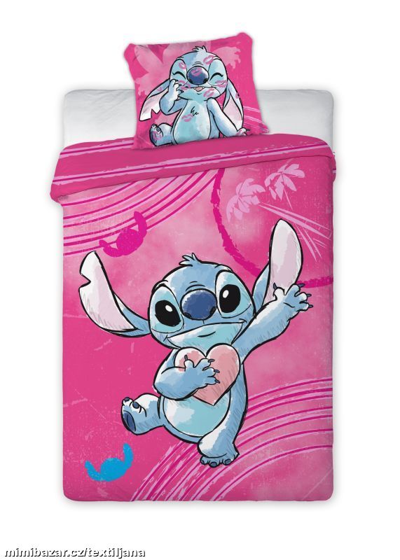 Ložní bavlněné povlečení - Lilo and Stitch pink