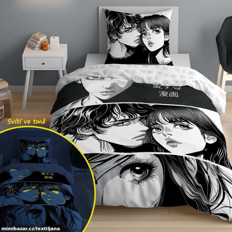 Ložní bavlněné povlečení - Anime Manga - svítící