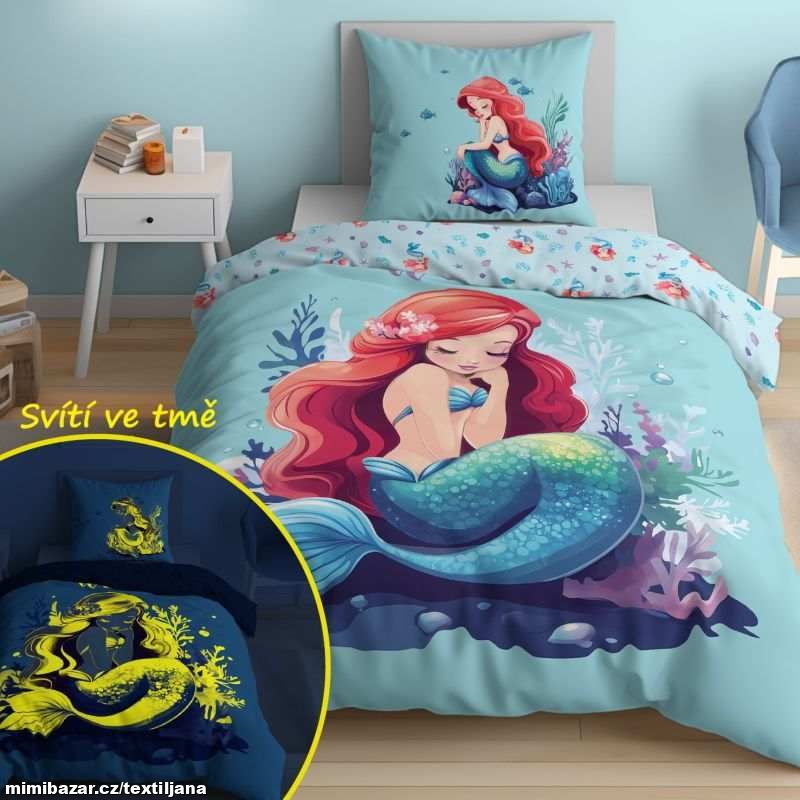 Ložní bavlněné povlečení - mořská víla - svítící
