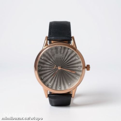 Dámské hodinky Jadi – černé s krystalky