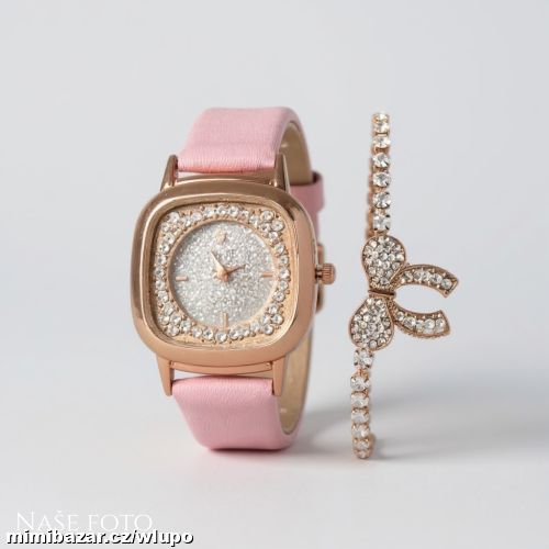 Dámský set–hodinky s náramkem s mašličkou-SKLADEM