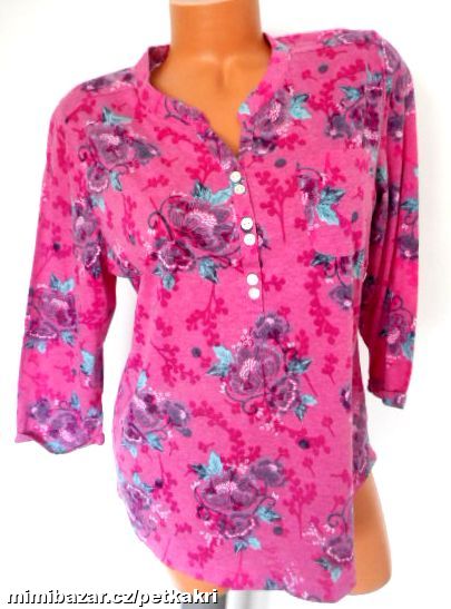 růžová lehce průhledná květovaná halenka uk 16