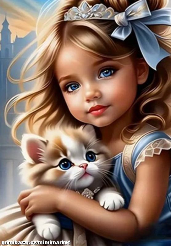 Diamantové malování DÍVKA S KOČKOU 30x40cm