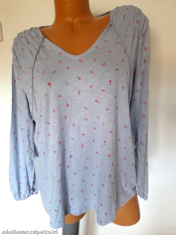 modré žíhané květované tričko uk 16