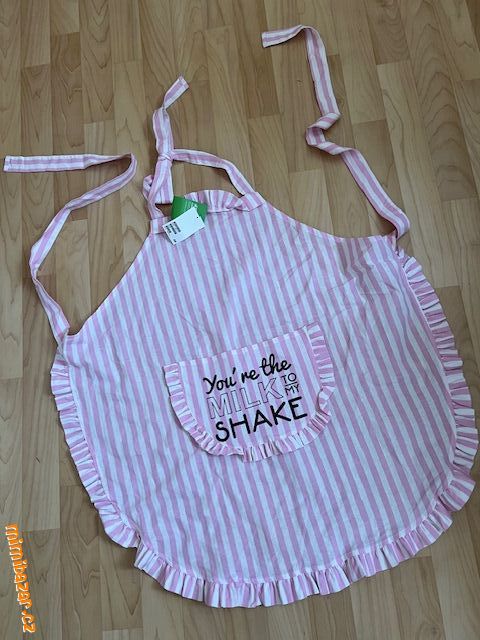 Kuchyňská zástěrka pruhovaná s nápisem - NOV.Á