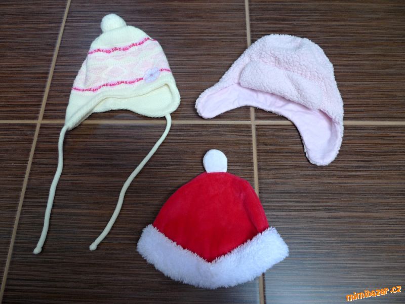 Set 3 ks zimních čepic/ beranice/ vánoční čepice