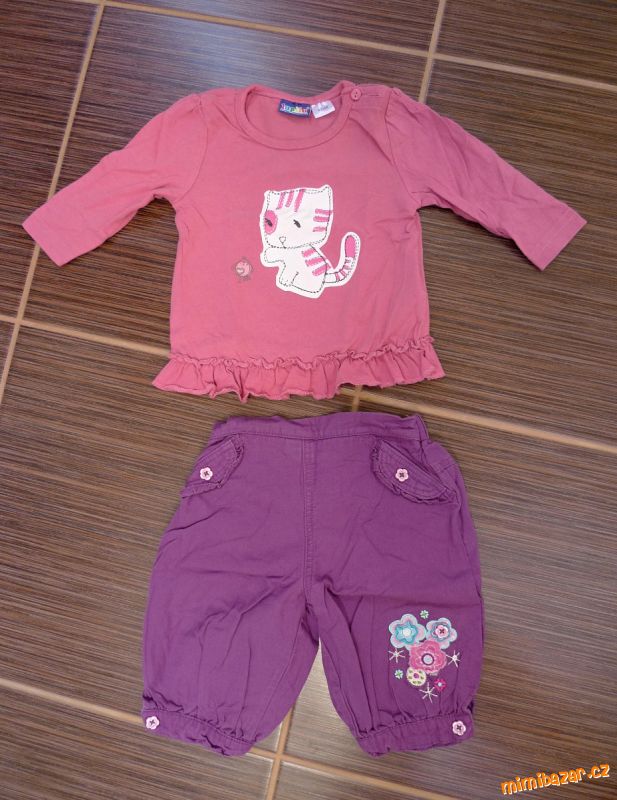 Zateplené kalhoty + tričko s kočičkou