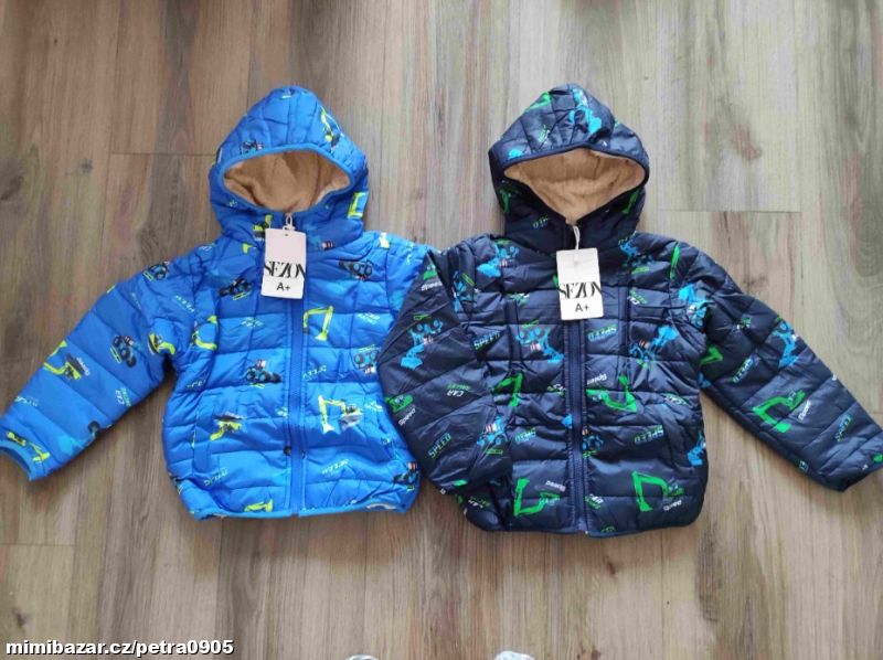 Zimní bunda s bagry 98, 104, 110, 116, 122, 128