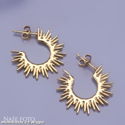 Náušnice z chir. oceli Sluneční paprsky zlacené
