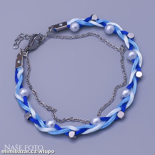 Náramek s perličkami – mořský modrý