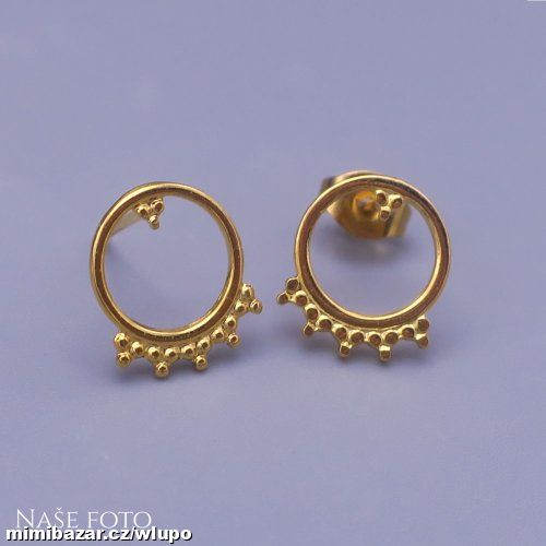 Pozlacené náušnice kolečka karma z chir oceli