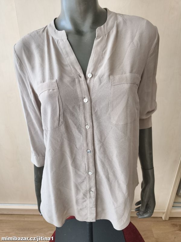 Hedvábná halenka bílá káva vel 38