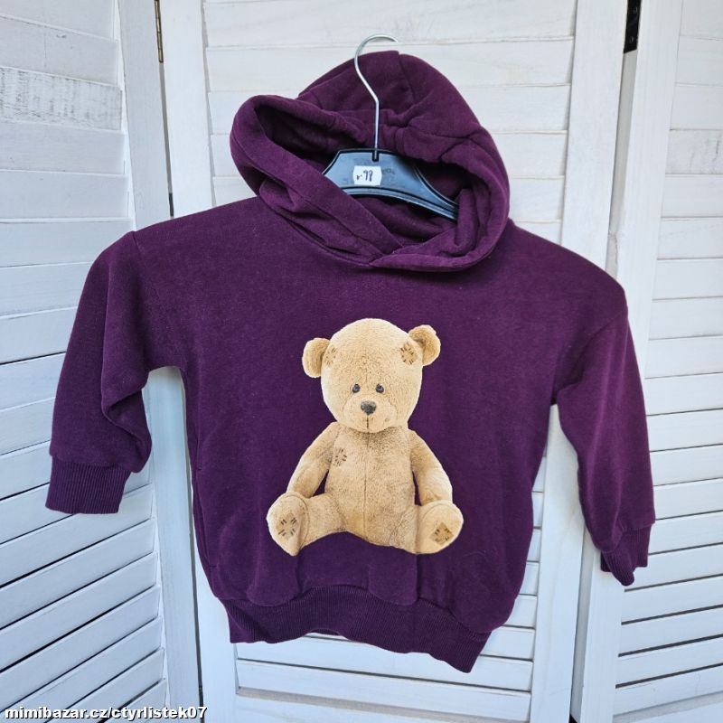 mikina 3 roky medvídek fialová 70899