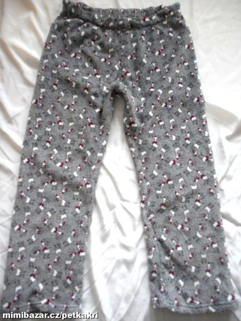 šedé chlupaté teplé pyžamové kalhoty vel. XL 46-48
