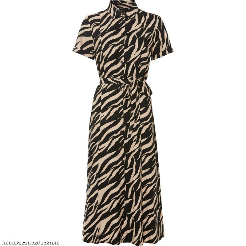 Hnědo-černé propínací košilové šaty Bonprix