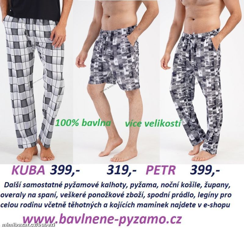 Pánské pyžamové, i domácí dlouhé kalhoty a šortky