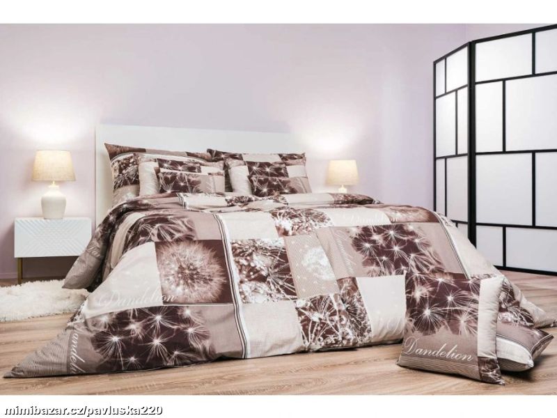 Povlečení bavlna Pampelišky 3D hnědé