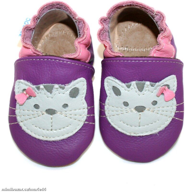 Kožené capáčky/přezůvky BaBice Ba-015 kočka