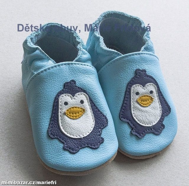 Kožené capáčky/přezůvky BaBice Ba-079 tučňák