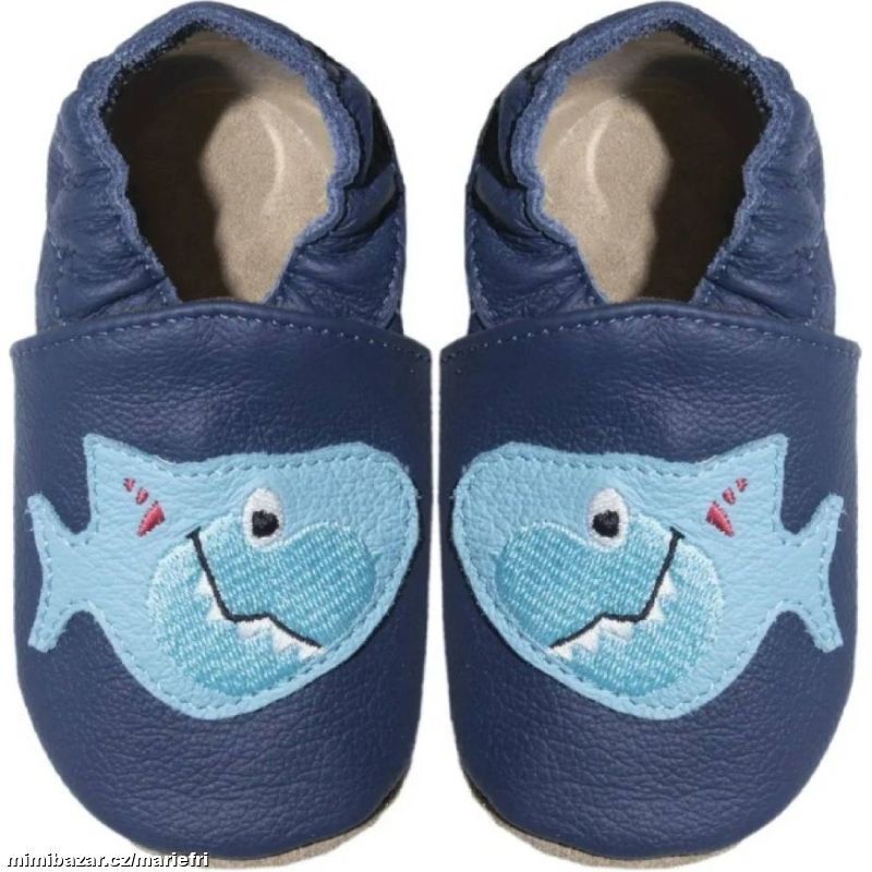 Kožené capáčky/přezůvky BaBice Ba-248 žralok
