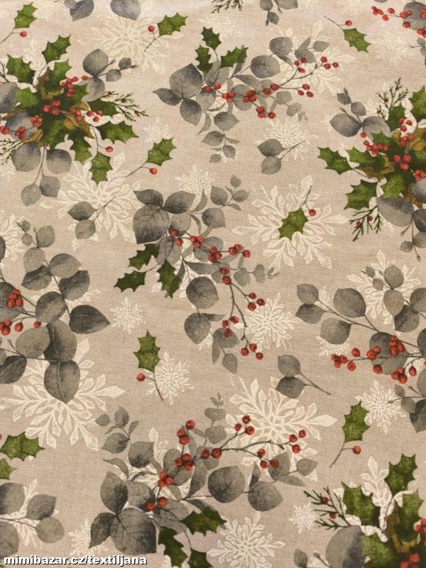 Metráž-potahová látka š.140 cm-VÁNOCE-jmelí